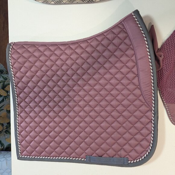 PSOS PS of Sweden Pink Ribbon & Bow Dressage Saddle Pad with Matching Fly Bonnet - Picture 2 of 2
